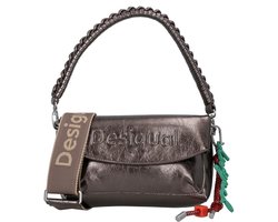 Desigual schoudertas Half Logo Trokel Shoulder Bag Brushed Silver brons