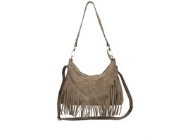 Donker Taupe Suede Schoudertas Fringe - Trendy Suede Leer Crossbody Tassen - Franjes Tassen Dames - Donker Taupe