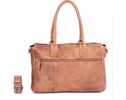 DSTRCT Raider Road Leren Dames Laptop Schoudertas - 15,6 inch - Cognac