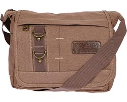 Fana Bags - Canvas schoudertas bruin - Kleine schoudertas dames / heren - Schouder tas klein canvas