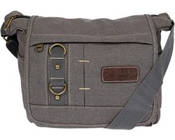 Fana Bags - Canvas schoudertas grijs - Kleine schoudertas dames / heren - Schouder tas klein canvas - Veel vakken