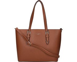 Flora & Co Grote Shopper / Schoudertas - Dames - Saffiano - Nora - Licht Bruin