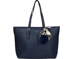 Flora & Co Grote Smalle Zachte Schoudertas / Handtas Dames - Luna - Blauw