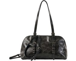 FREDsBRUDER Leren schoudertas Ever Faded Big Shoulderbag Faded Black zwart