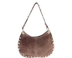 Giuliano Lederen Suede Schoudertas Ysoria - Dames- Made in Italy - Taupe