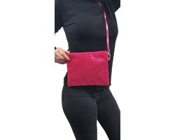 Glitter schoudertas - fuchsia/ pink/ donker roze - Feest/ festival/ carnaval