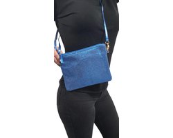 Glitter schoudertas - kobalt blauw/ donker blauw - Feest/ festival/ carnaval