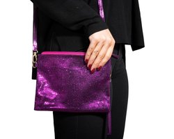 Glitter schoudertas - paars - Feest/ festival/ carnaval