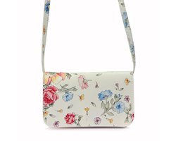 Gregorio Luxe Dames Crossbody Tas – 100% Hoogwaardig Natuurlijk Leder – Bloemenmotief – Verstelbare Riem – Magnetische Sluiting – Elegant & Compact