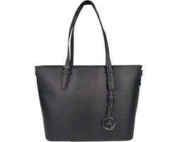 Grote schoudertas/Tas Dames - Saffiano - Extra hoog - geschikt voor A4 mappen/laptop - Ideaal te gebruiken voor school of werk - zwart