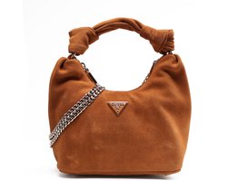 GUESS Leren schoudertas Isotta Hobo Bag Cognac Lichtbruin