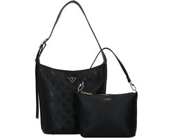 GUESS schoudertas accessoiretas Cresidia II Bucket Bag Black Logo zwart
