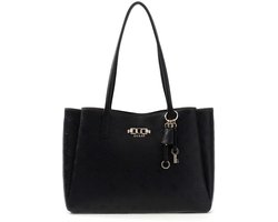 GUESS schoudertas laptoptas met laptopvak Anise Multi Compartment Tote Black Logo zwart