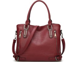 handtas - leer - met handvatten - dames - zwart