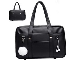 Handtas - Schooltas - Rugtas - Tas - Schoudertas voor School - Japanse Schooltas - Japanse Tas met Meerdere Vakken - Schoolhandtas met Kabelgat voor Hoofdtelefoon - Ritssluiting Schoudertas voor Schoolstudentenuniform - Geschikt voor Laptop