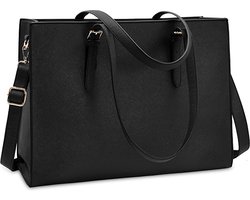 Handtas Shopper Dames Grote Zwarte Handtas Lederen Schoudertas Werktas Grote Laptop Business School Tas 15,6 Inch
