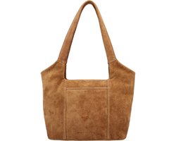 Hide & Stitches Brazos Schoudertas - 30 x 21 x 10,5 cm - Suede - Leer - Dames Tas - Leren Dames Tas - Camel