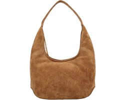 Hide & Stitches Brazos Schoudertas - Buidel - Hobo - Tas - Suede - Leer - Shopper - Leren Dames Tas - Camel