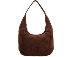 Hide & Stitches Brazos Schoudertas - Buidel - Hobo - Tas - Suede - Leer - Shopper - Leren Dames Tas - Donkerbruin.