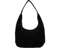 Hide & Stitches Brazos Schoudertas - Buidel - Hobo - Tas - Suede - Leer - Shopper - Leren Dames Tas - Zwart