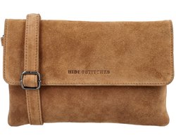 Hide & Stitches Brazos Schoudertas - Clutch - Crossbody - Suede - Leer - Leren Dames Tas - Camel