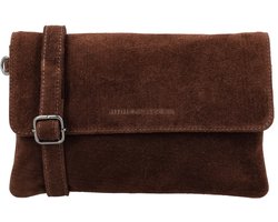 Hide & Stitches Brazos Schoudertas - Clutch - Crossbody - Suede - Leer - Leren Dames Tas - Donkerbruin.
