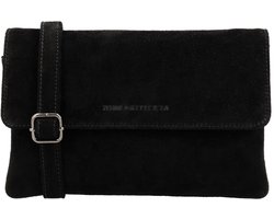 Hide & Stitches Brazos Schoudertas - Clutch - Crossbody - Suede - Leer - Leren Dames Tas - Zwart