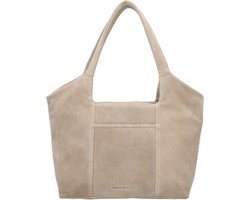 Hide & Stitches Brazos Schoudertas - Shopper - 40 x 25 x 14 cm - Leer - Suede - Dames Tas - Leren Dames Tas - Zand