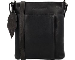 Hide & Stitches Earth Schoudertas - Duurzaam Gelooid Leer - Handige Vakken - Praktisch - Verstelbare Schouderband - Duurzaam Leer - Leren Dames Tas - Zwart