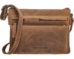 Hide & Stitches Idaho Crossbody Schoudertas - 100% Leder - Leren Dames Tas - Bruin.