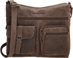 Hide & Stitches Idaho Crossbody Schoudertas - 100% Leder - Leren Dames Tas - Donkerbruin