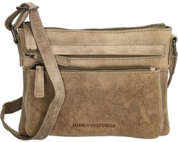 Hide & Stitches Idaho Crossbody Schoudertas - 100% Leder - Leren Dames Tas - Donkerzand