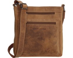 Hide & Stitches Idaho Crossbody Schoudertas - 100% Leder - Ritsvakken - Leren Dames Tas - Bruin.