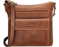 Hide & Stitches Japura Crossbody Schoudertas - 100% Leder - Leren Dames Tas - Cognac.