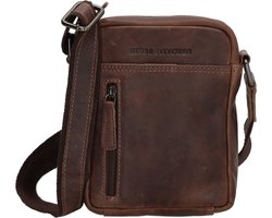 Hide & Stitches Japura Crossbody Schoudertasje - 100 % Leder - 100% Leer - Donkerbruin
