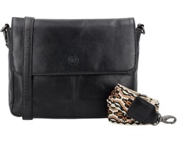 Hide & Stitches Next Navajo Schoudertas - Crossbody - Dames - Schouderbanden - Leer - Leren Dames Tas - Zwart