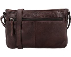 Hide & Stitches Paint Rock Crossbody Schoudertas - 100% Leder - Leren Dames Tas - Donkerbruin