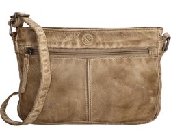 Hide & Stitches Paint Rock Crossbody Schoudertas - 100% Leder - Leren Dames Tas - Zand.