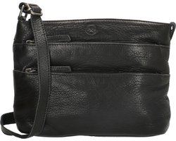 Hide & Stitches Paint Rock Crossbody Schoudertas - Handige Ritsvakken - Leren Dames Tas - Zwart