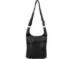 Hide & Stitches Paint Rock Schoudertas - Crossbody - Leer - Leren Dames Tas - Zwart