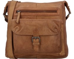 Hide & Stitches Paint Rock Schoudertas - Crossbodytas - Leer - Verstelbare - Schouderband - Leren Dames Tas - Cognac