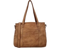 Hide & Stitches Paint Rock Schoudertas - Shopper - Crossbody - Leer - Leren Dames Tas - Cognac