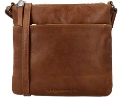 Hide & Stitches Porto Schoudertas - Crossbody - Leer - Ritsvakken - Leren Dames Tas - Bruin.