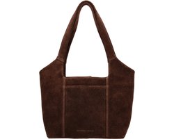 Hide & Stitches Suede Schoudertas - Handtas - Suede - Leer - Dames - Leren Dames Tas - Donkerbruin.