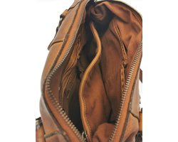 HillBurry Leren Schoudertas Gewassen Leer - cognac - Stoere uitstraling - Ideaal voor dagelijks gebruik - Comfortabel om te dragen - Optimaal Formaat - (bxhxd) ca. 28cm x 19cm x 10cm