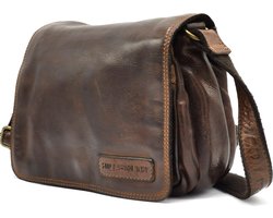 Hillburry Schoudertas met Omslag Vintage Gewassen Leer Chocobruin - (bxhxd) ca. 28cm x 20cm x 8cm