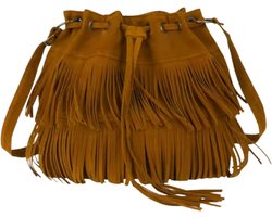 Innerlight® Dames tas – Schoudertas Dames met Franje - Bruin - 26x31x13 - PU Suède Leer – Vintage Casual Stijl