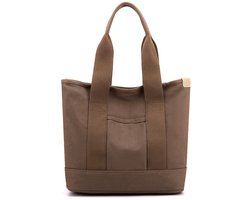 JeiibrZui Canvas Draagtas - Schoudertas - Multifunctioneel Met Meerdere Vakken - 1 Stuk - Voor Werk En Boodschappen Bruin