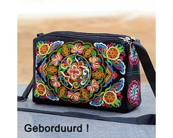 LaGloss® Geborduurde Bloemen Tas - Schoudertas - Make-Up - Toilettas - 27 x 18 x 9 cm ##