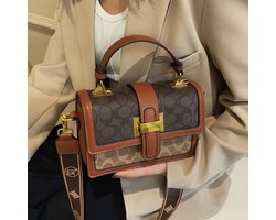 Leerella Luxe Leren Dames Tas Bruin-Zwart | Elegante Stijl en Functionaliteit in één - Moederdag, Valentijnsdag en Verjaardag Cadeau